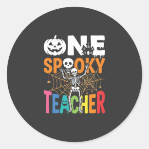 En läskig lärare Halloween-design_1 Runt Klistermärke