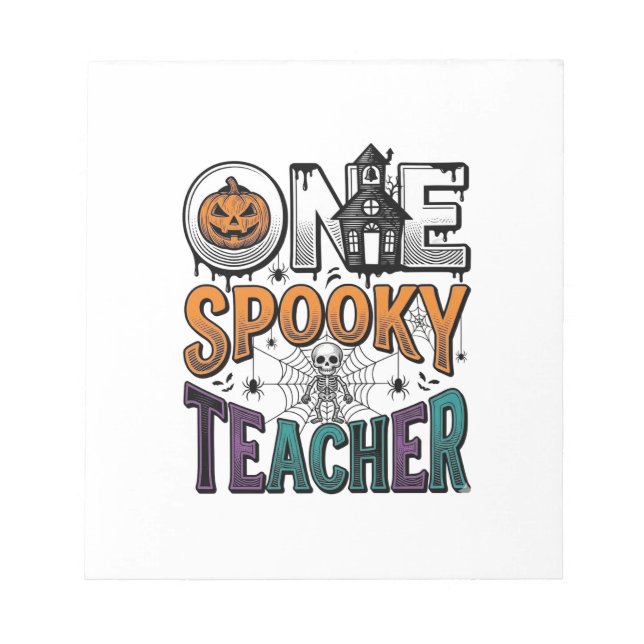 En läskig lärare Halloween Vector Design_1 Anteckningsblock (Framsida)
