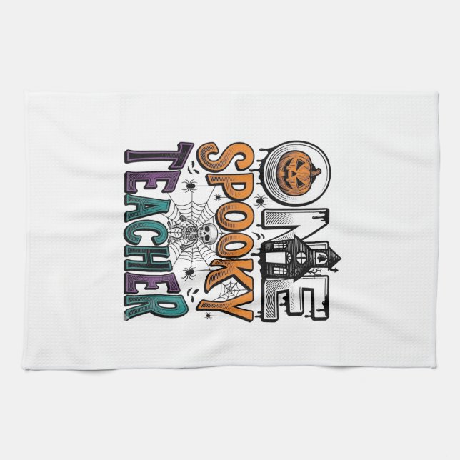 En läskig lärare Halloween Vector Design_1 Kökshandduk (Horisontell)