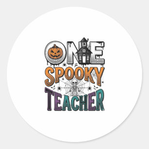 En läskig lärare Halloween Vector Design_1 Runt Klistermärke