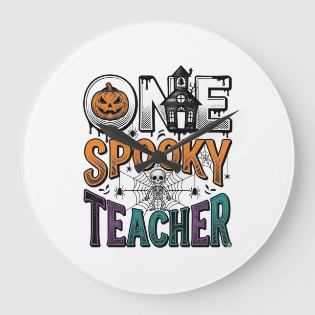 En läskig lärare Halloween Vector Design_1 Stor Klocka (Framsida)