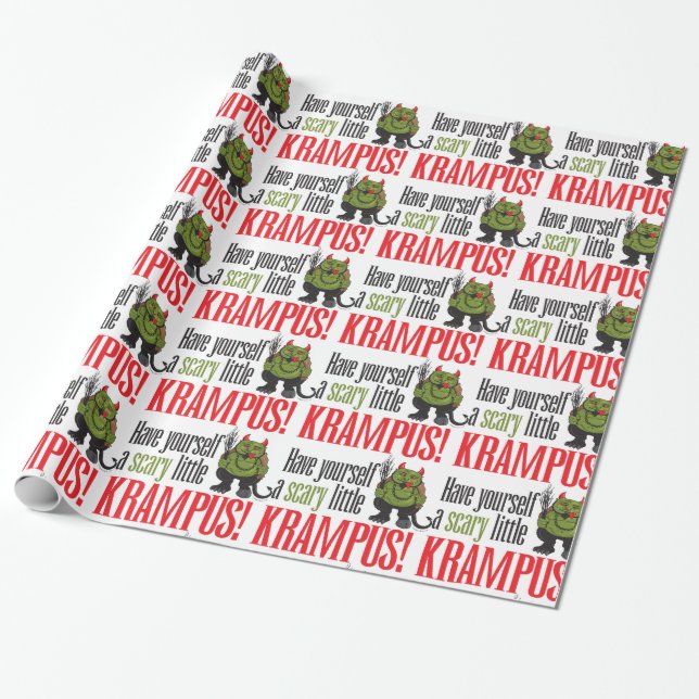 En läskig lite Krampus sjal Presentpapper (Utrullad)