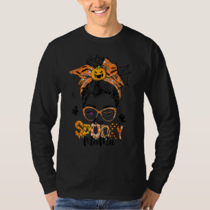 En läskig mamma för Messy Bun Mom Monster Hallowee T Shirt