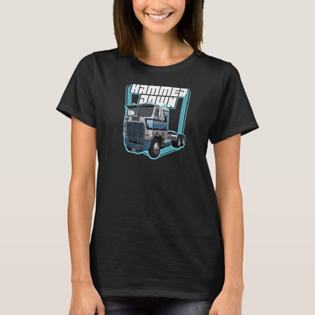 En lastbil-chaufförer eller en lastbil-chatthammar t shirt (Framsida)