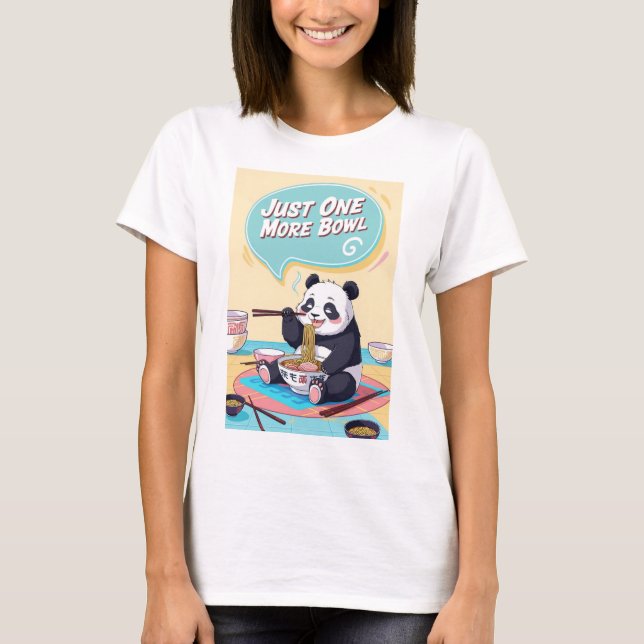 En lat animerad panda äter nomme och säger: "Bara. T Shirt (Framsida)