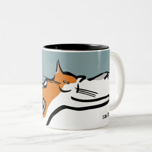 En lazy-Tjock, tricolor Funny Cat Två-Tonad Mugg