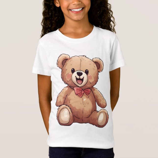 En leende nalle med rött knä t shirt (Framsida)