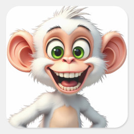 En leende vit afrikansk apa fyrkantigt klistermärke