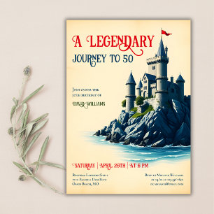 En legendary Journey Vintage Castle 50:e födelseda Inbjudningar