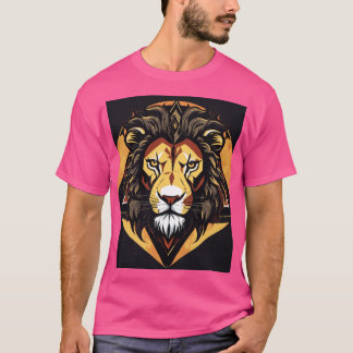 En lejon arg ansikte i en triangelskjorta t shirt