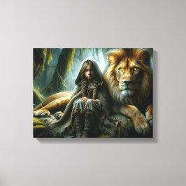 En Lejon flicka Canvastryck