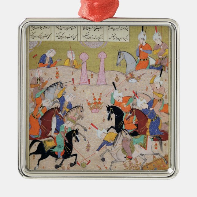 En lek av poloen julgransprydnad metall (Framsidan)