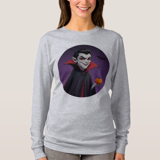 En lekfull Halloween Vampire-temaskjorta perf T Shirt (Framsida)