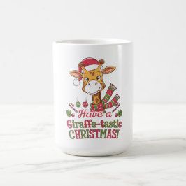 En lekfull julgiraffe kaffemugg