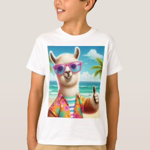 En lekfull lama med solglasögon t shirt