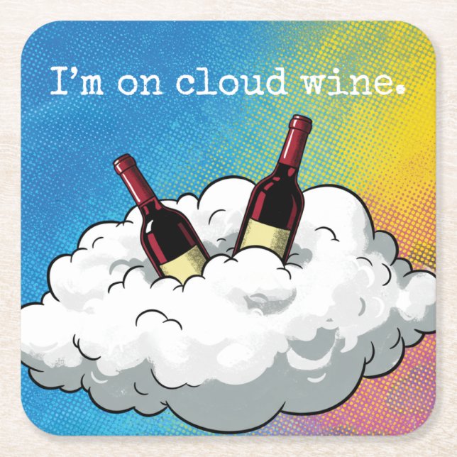 En lekfull popkonst-cooler "On Cloud Wine" Underlägg Papper Kvadrat (Framsidan)