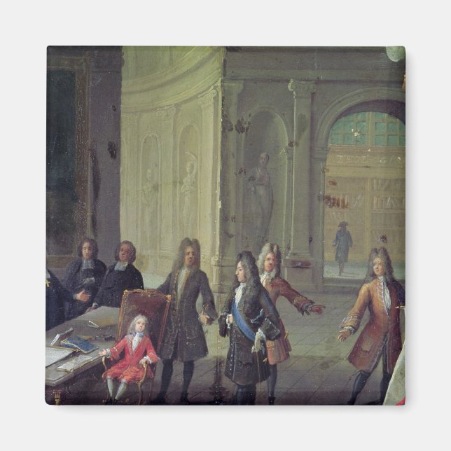 En lektion ges till Young Louis XV Magnet (Framsidan)
