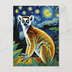 En Lemur i Den Stjärniga Natt Postkort Vykort