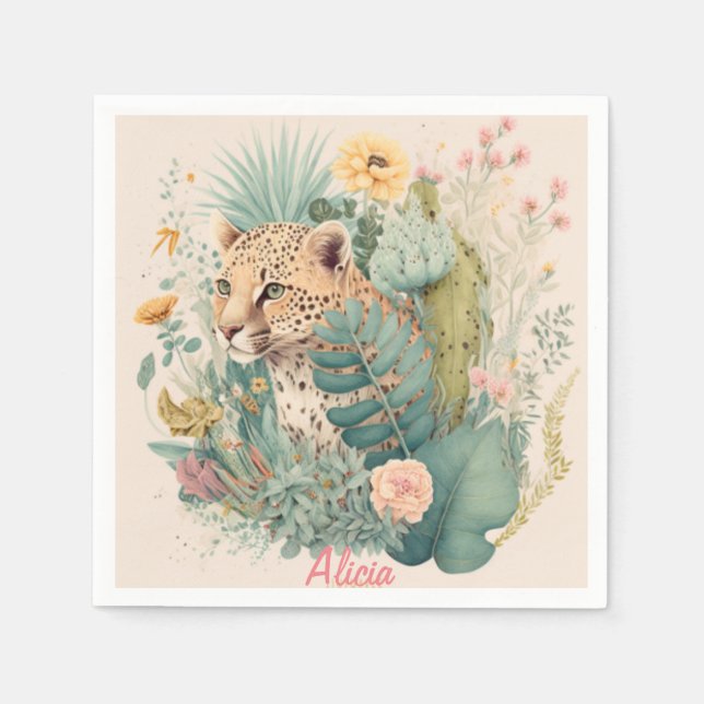 En leopard bakom bush-anpassningsbarna pappersservett (Framsidan)