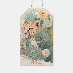 En leopard bakom bush-anpassningsbarna presentetikett