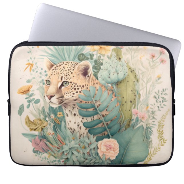 En leopard bakom busken laptop fodral (Framsidan)