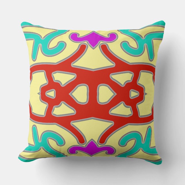 En levande, färgstark, klassisk väv med mönster-de kudde (Framsida)