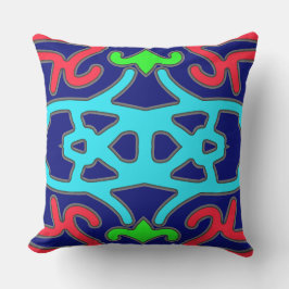 En levande, färgstark, klassisk väv med mönster-de kudde