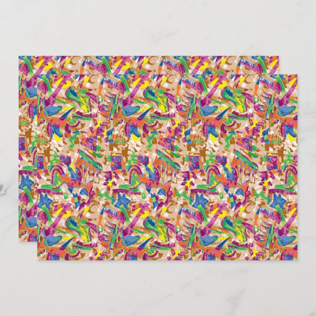 En levande modern konst biet med rosa och mu inbjudningar (Fram/baksida)