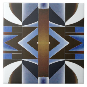 En levande multifärgad, klassisk geometrisk mönste kakelplatta