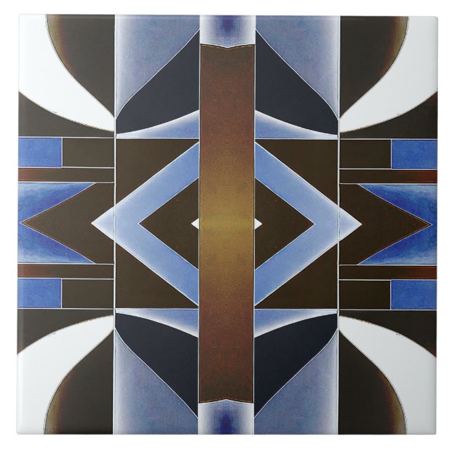 En levande multifärgad, klassisk geometrisk mönste kakelplatta (Framsidan)