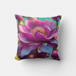 En levande rosa- och lila-blomma kudde