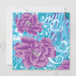 En levande textildesign med lila och turk anteckningskort