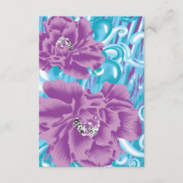En levande textildesign med lila och turk tilläggskort