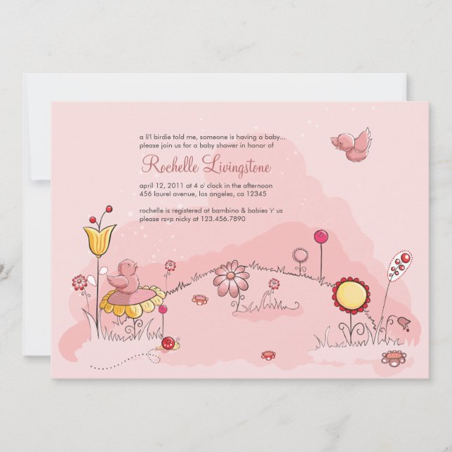 En li-l-birdy Baby Shower-inbjudan Inbjudningar (Framsida)