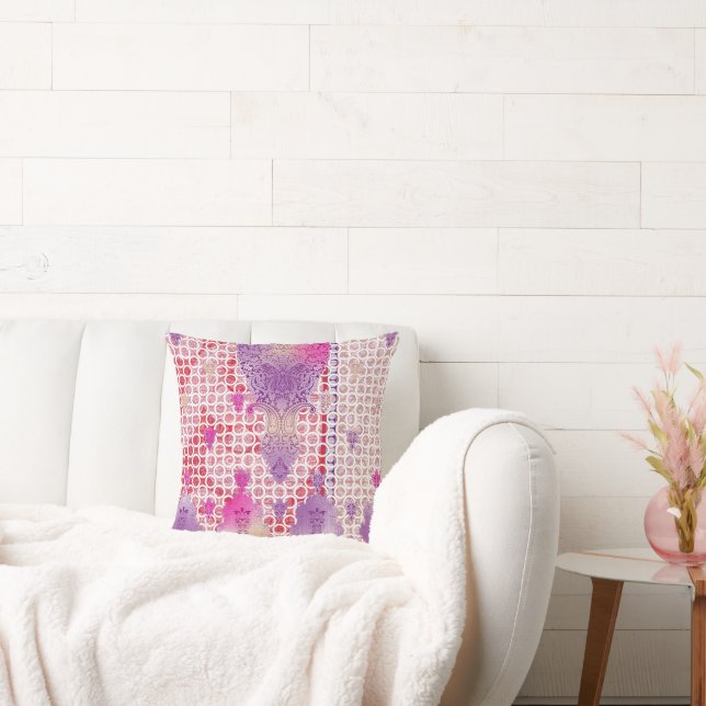 en lila bakgrund med punkter kudde (Soffa)