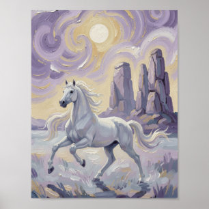 En lila häst i en violett öken. poster