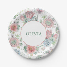 En Lila och Rosa babyskor i Flicka Tallrikar