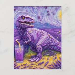 En lila T-Rex med lavendellimonad Vykort