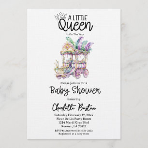 En Lille Drottning Mardi Gras Float Baby Shower Inbjudningar