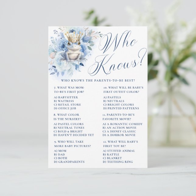 En Lille Prins Royal Blå Dusch Vem Vet? Inbjudningar (Stående Fram)