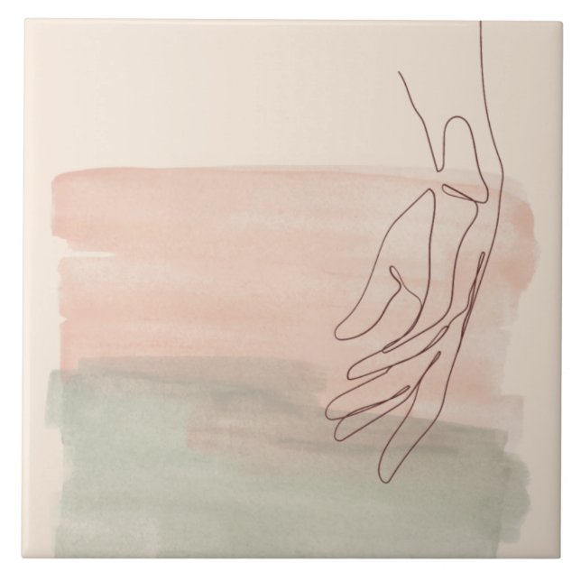 En linjegrafik teckning hand i vatten kakelplatta (Framsidan)