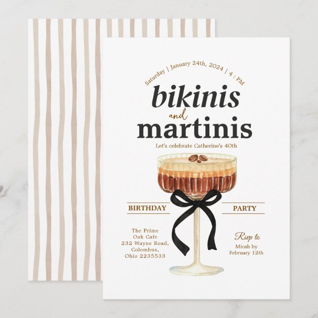 En lite äldre fest Espresso Martini tema Inbjudningar (Fram/baksida)