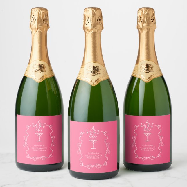 En lite äldre rosa handritad Martini födelsedagsla (Flaskor)