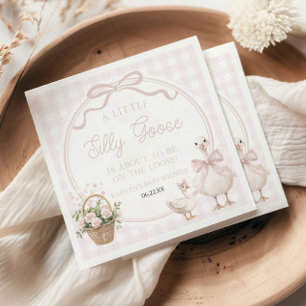 En lite dum gås rosa blomsterbåge baby shower pappersservett