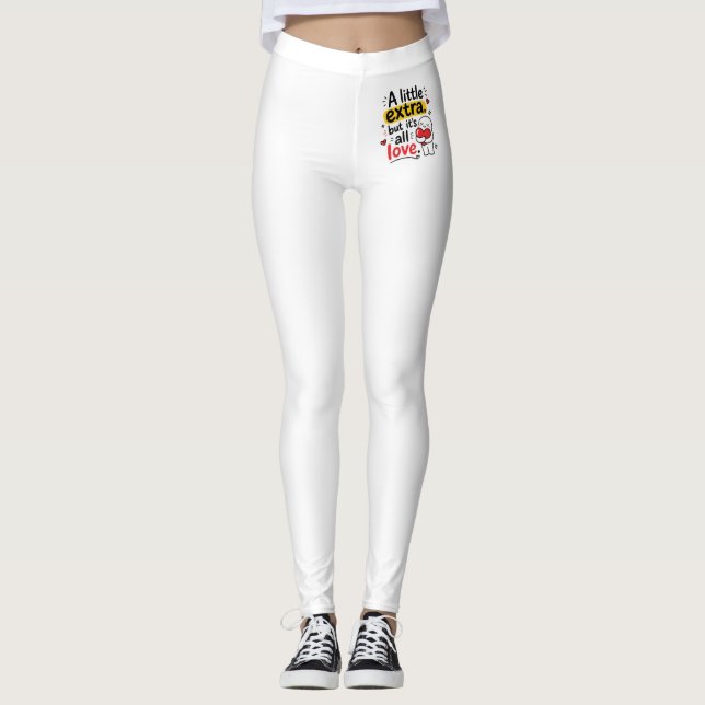 En lite extra men all kärlek Söt design Leggings (Framsida)