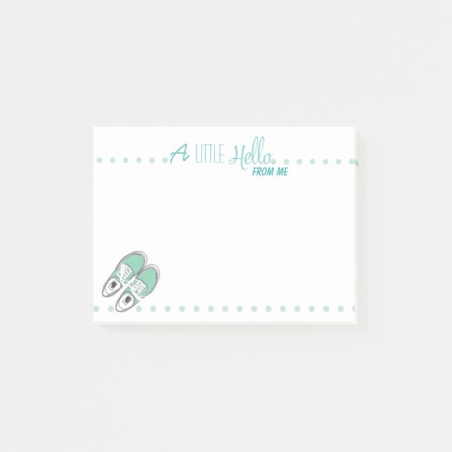 En lite tillfällig hej från mig som är klibbig, post-it block (Framsida)