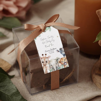 En lite vild Safari Baby Djur Baby shower Presentetikett