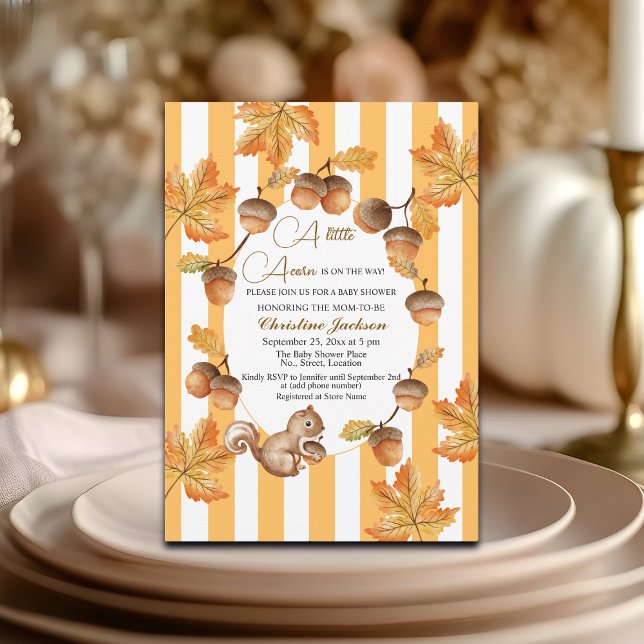 En liten akorn Fall Plaid Baby Shower Inbjudningar (Skapare uppladdad)