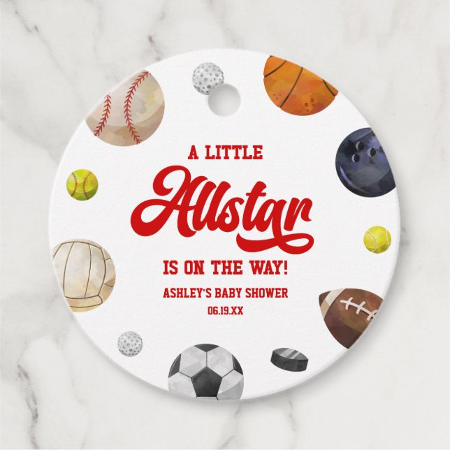 En liten Allstar är på väg! Idrottskläder Gåvor Etiketter (Framsida)