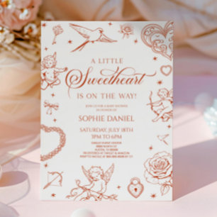 En liten älskling Alla hjärtans dag baby shower Inbjudningar